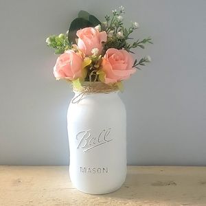Mason jar art - Pink Roses